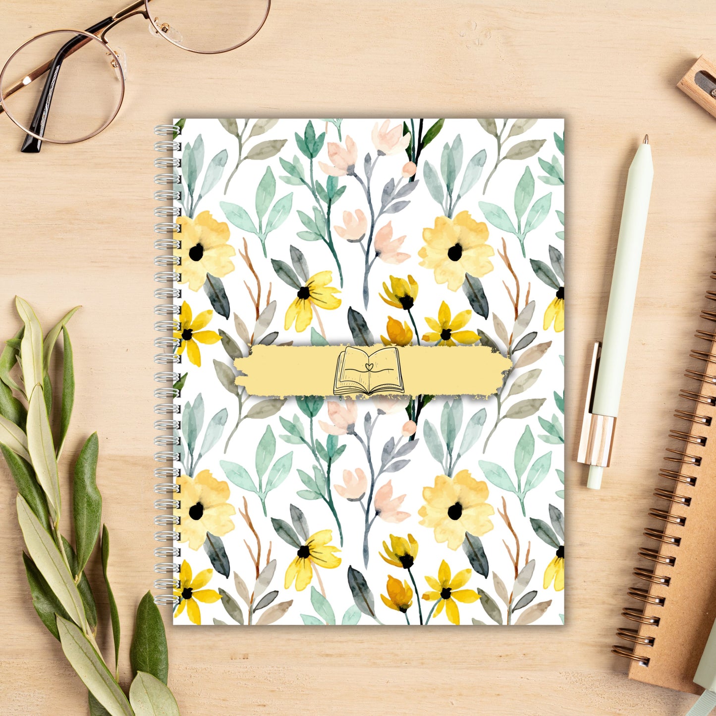 Watercolor Floral Yellow Bookmark
