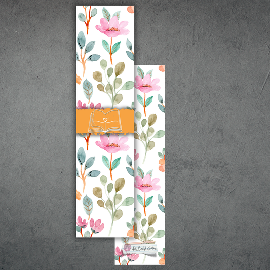 Watercolor Floral Orange Bookmark