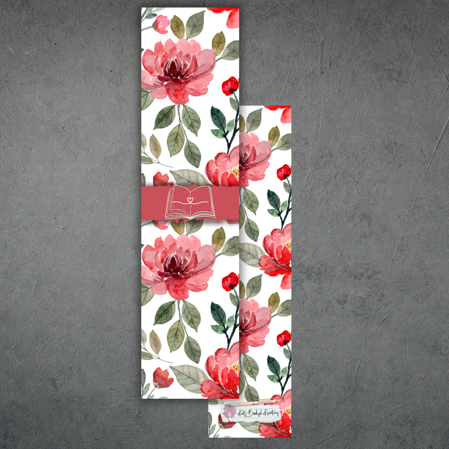 Watercolor Floral Rose Bookmark